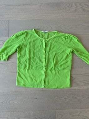 Lightweight Neon Green Button-Front Cardigan